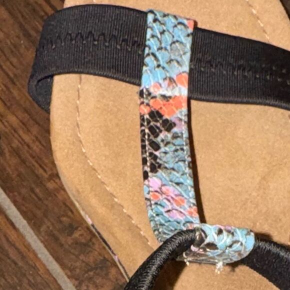 Alfani Vacanzaa Step N Flex Snakeskin Wedge Sandals Black Multi 10M NWOT - Picture 8 of 14